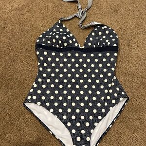 Womens Boden one piece swim suit halter‎ style size 14 polka dot